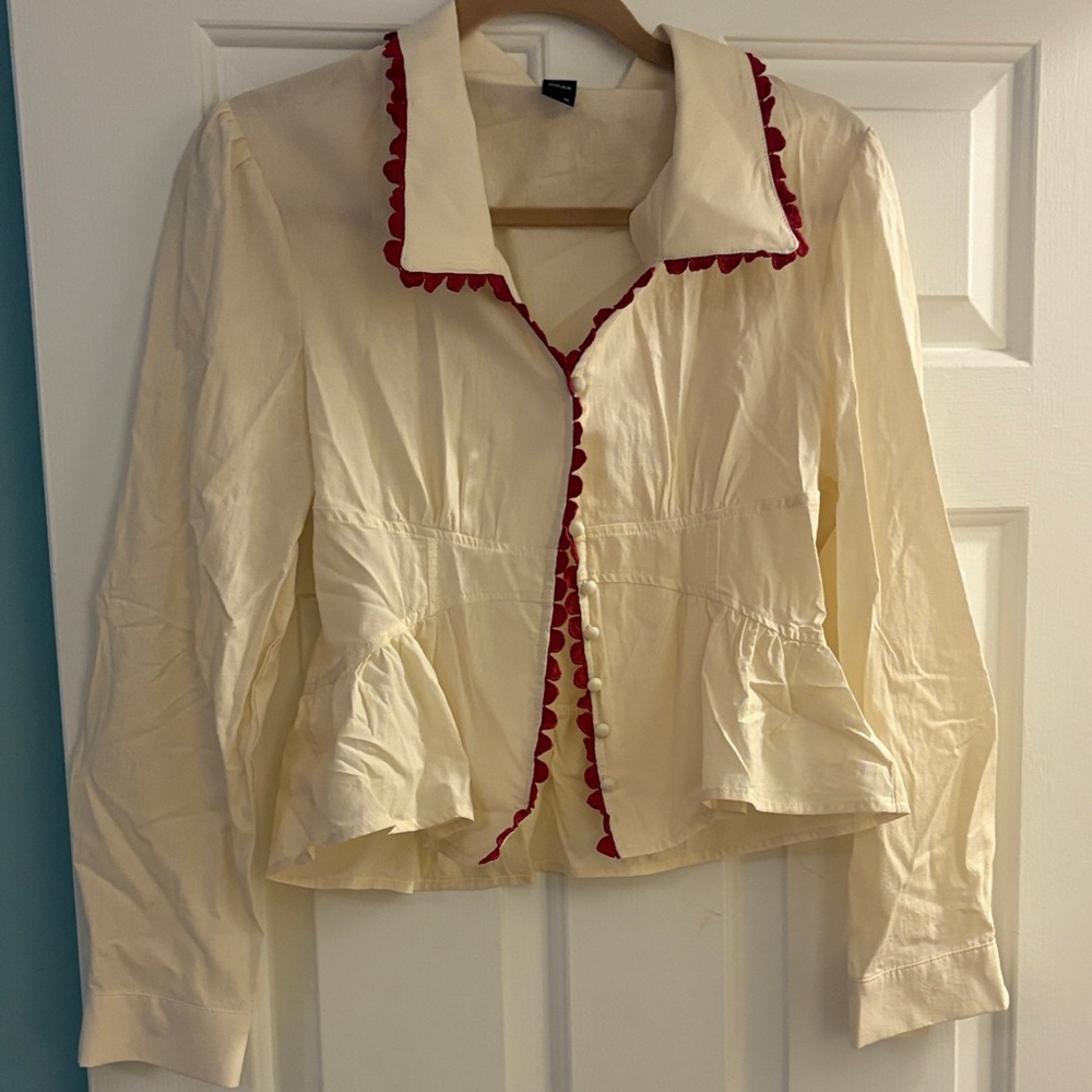 Cider Cream Blouse with Red Accents
